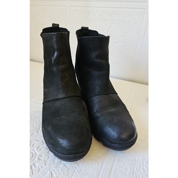SOREL Joan Leather Rhapsody Wedge Snow Boot Womens 8.5 Black - Picture 3 of 10
